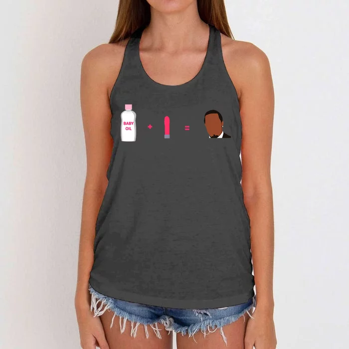 Funny Meme Baby Oil Funny Diddy Gift Women's Knotted Racerback Tank