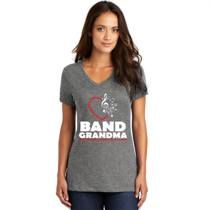 Funny Marching Band Grandma Music Lover Percussion Mom Gift Women's V-Neck T-Shirt