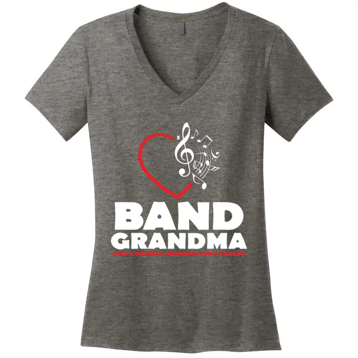 Funny Marching Band Grandma Music Lover Percussion Mom Gift Women's V-Neck T-Shirt