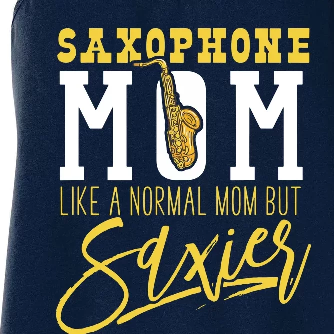 Funny Marching Band Saxophone Mom Normal But Saxier Women's Racerback Tank