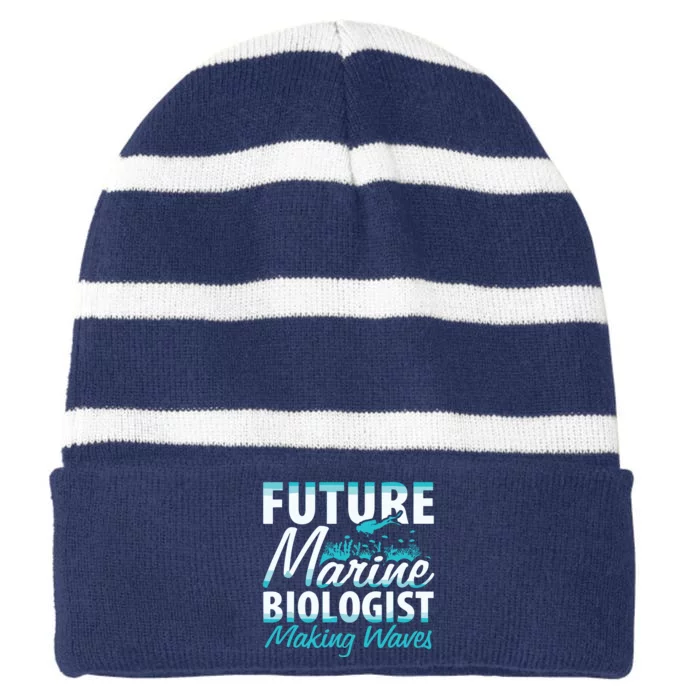 FUTURE MARINE BIOLOGIST MAKING WAVES Graduation Gift Striped Beanie with Solid Band