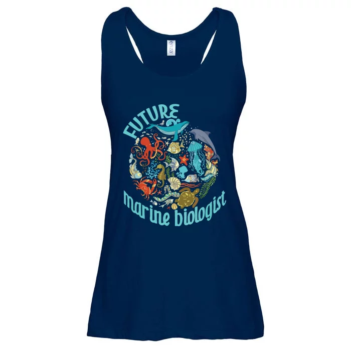 Future Marine Biologist Ocean Life Drawing Whale Octopus Ladies Essential Flowy Tank