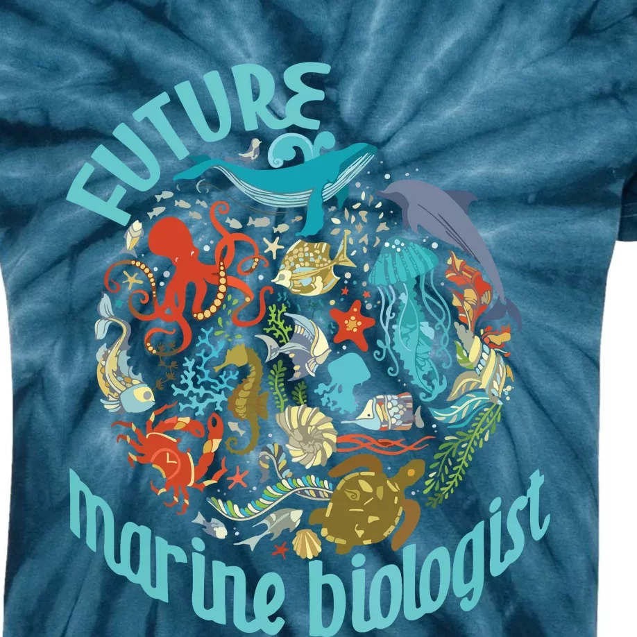 Future Marine Biologist Ocean Life Drawing Whale Octopus Kids Tie-Dye T-Shirt