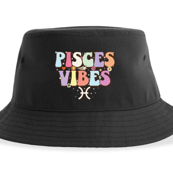 February March birthday astrology groovy Pisces Zodiac sign Sustainable Bucket Hat