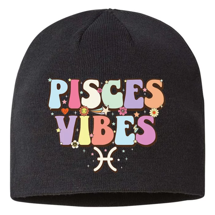 February March birthday astrology groovy Pisces Zodiac sign 8 1/2in Sustainable Knit Beanie