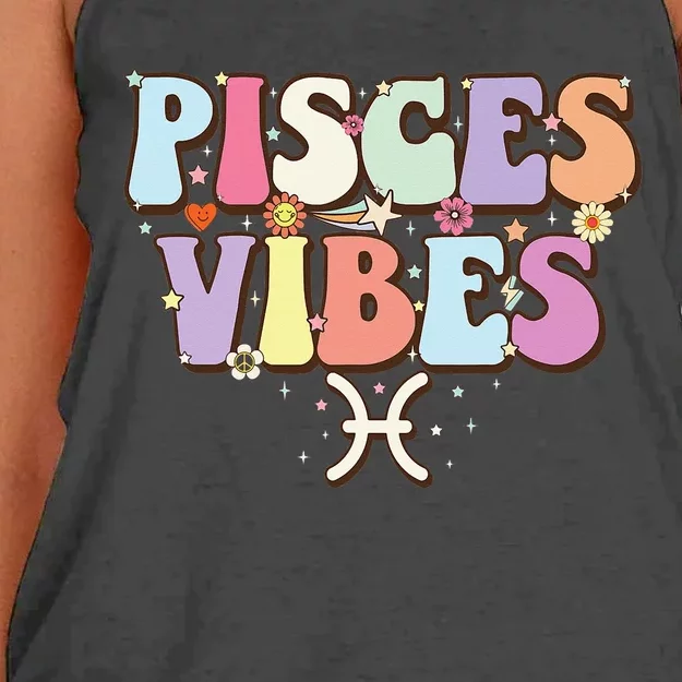 February March birthday astrology groovy Pisces Zodiac sign Women's Knotted Racerback Tank