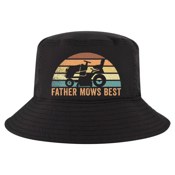 Father Mows Best Lawn Care Dad Mowing Gardener Cool Comfort Performance Bucket Hat