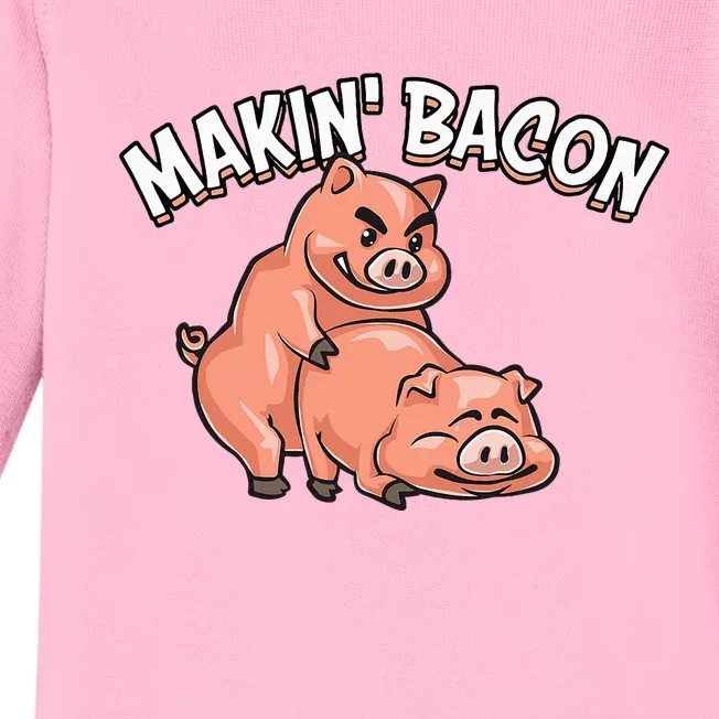 Funny Making Bacon For Women Cool Pig Bacon Joke Baby Long Sleeve Bodysuit