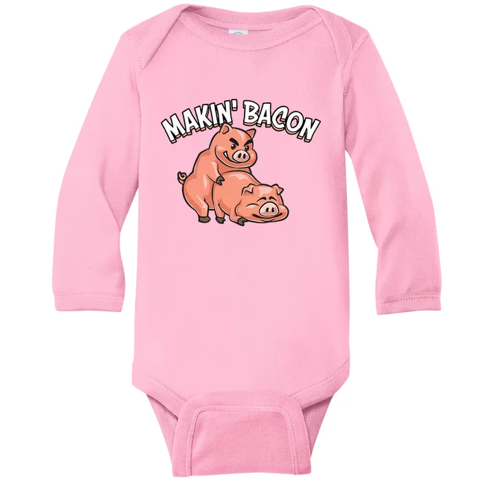 Funny Making Bacon For Women Cool Pig Bacon Joke Baby Long Sleeve Bodysuit