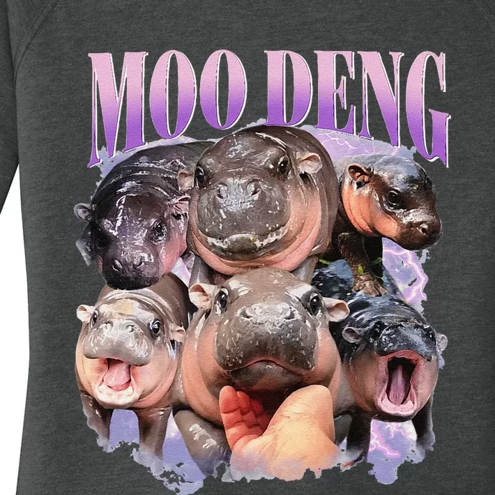 Funny Moodeng Baby Pygmy Hippo Cute Zoo For Family Gift Women's Perfect Tri Tunic Long Sleeve Shirt