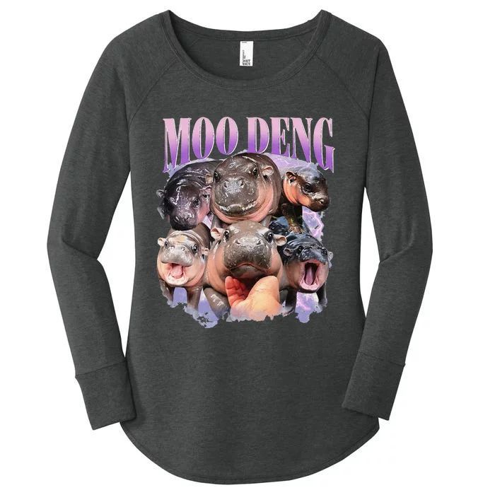 Funny Moodeng Baby Pygmy Hippo Cute Zoo For Family Gift Women's Perfect Tri Tunic Long Sleeve Shirt