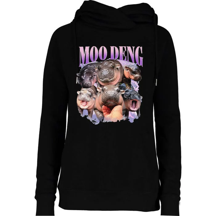 Funny Moodeng Baby Pygmy Hippo Cute Zoo For Family Gift Womens Funnel Neck Pullover Hood