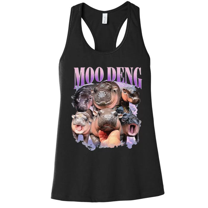 Funny Moodeng Baby Pygmy Hippo Cute Zoo For Family Gift Women's Racerback Tank