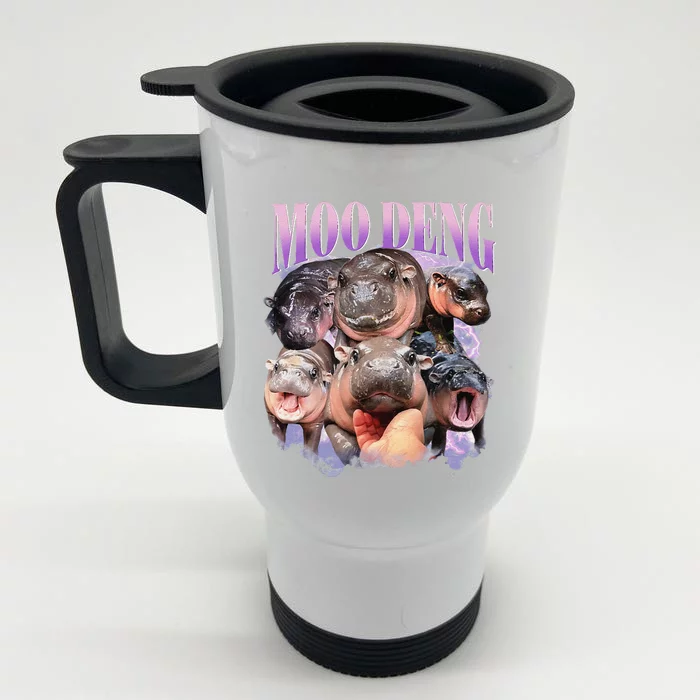 Funny Moodeng Baby Pygmy Hippo Cute Zoo For Family Gift Front & Back Stainless Steel Travel Mug