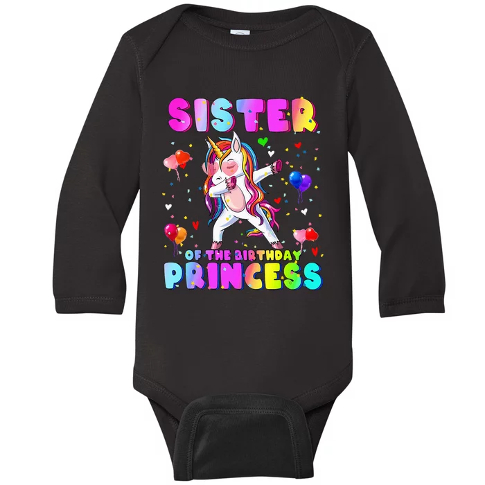 Family Matching Birthday Princess Dabbing Unicorn Sister Baby Long Sleeve Bodysuit