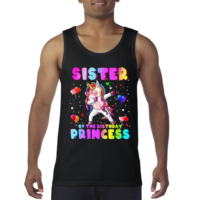 Family Matching Birthday Princess Dabbing Unicorn Sister Tank Top