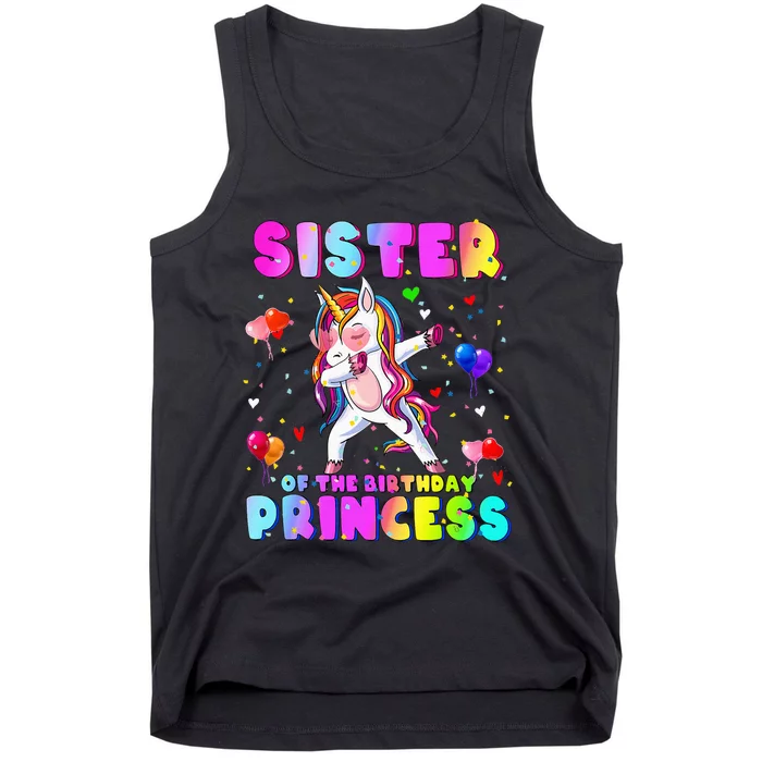 Family Matching Birthday Princess Dabbing Unicorn Sister Tank Top