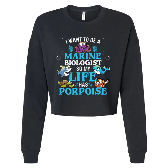 Future Marine Biology Gift Teens Cool Science Biologist Cropped Pullover Crew