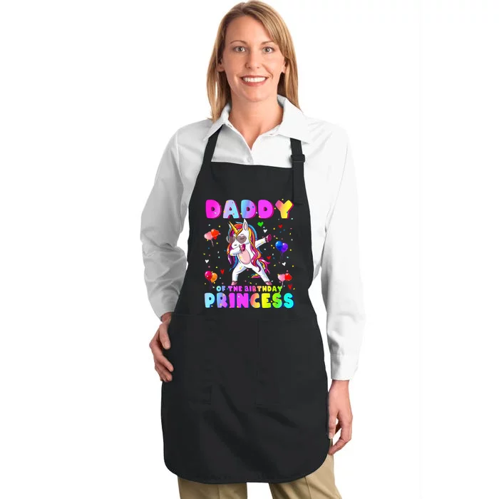 Family Matching Birthday Princess Girl Dabbing Unicorn Dad Full-Length Apron With Pocket