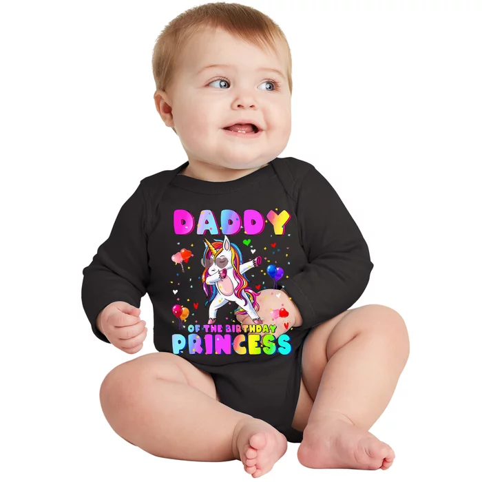 Family Matching Birthday Princess Girl Dabbing Unicorn Dad Baby Long Sleeve Bodysuit