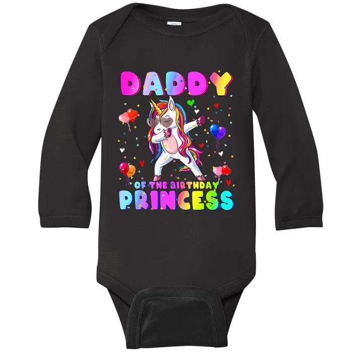 Family Matching Birthday Princess Girl Dabbing Unicorn Dad Baby Long Sleeve Bodysuit