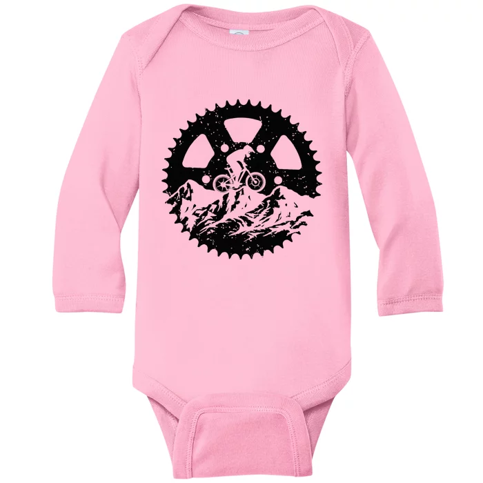 Funny Mountain Biking Art Mtb Mountain Biker Baby Long Sleeve Bodysuit