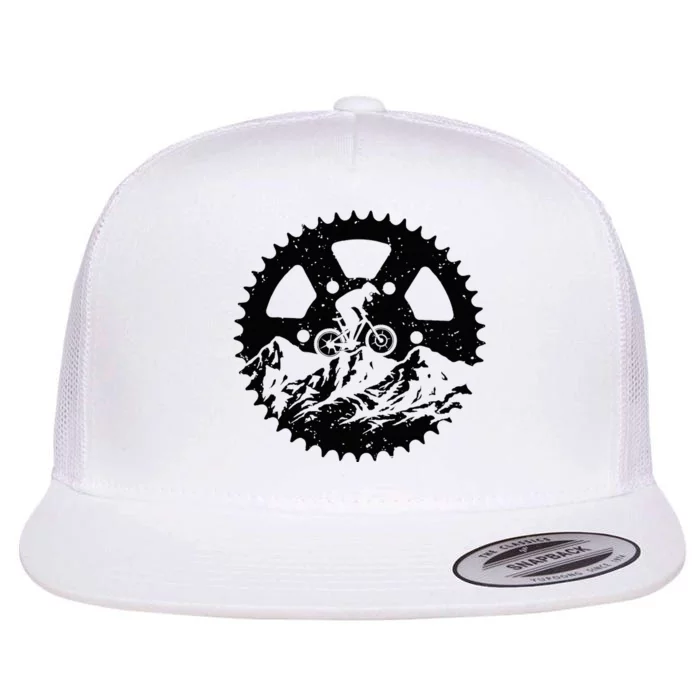 Funny Mountain Biking Art Mtb Mountain Biker Flat Bill Trucker Hat