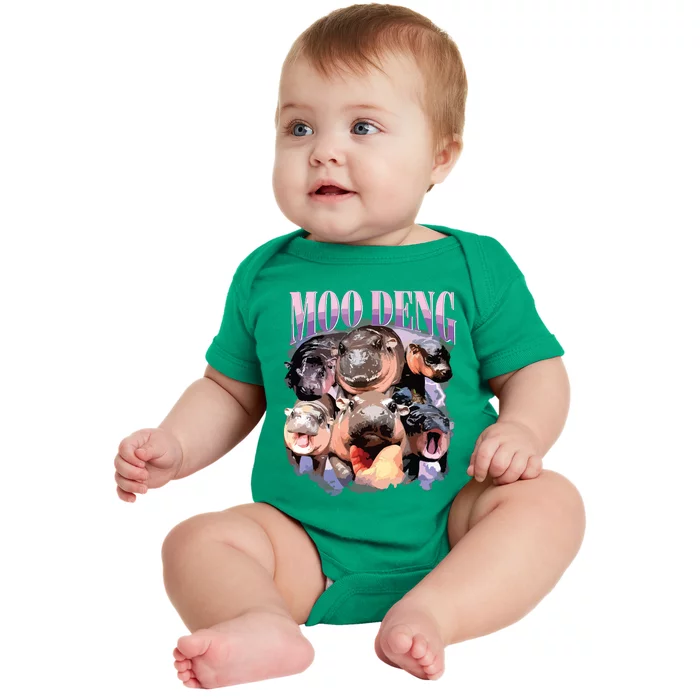 Funny Moodeng Baby Pygmy Hippo Cute Zoo For Family Baby Bodysuit