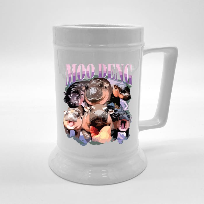 Funny Moodeng Baby Pygmy Hippo Cute Zoo For Family Front & Back Beer Stein