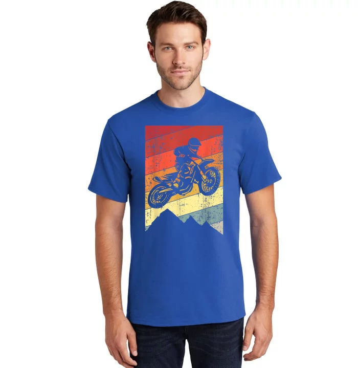 Funny Motocross Bike Vintage Dirtbike Gift Racing Retro Dirt Bike Gift Tall T-Shirt