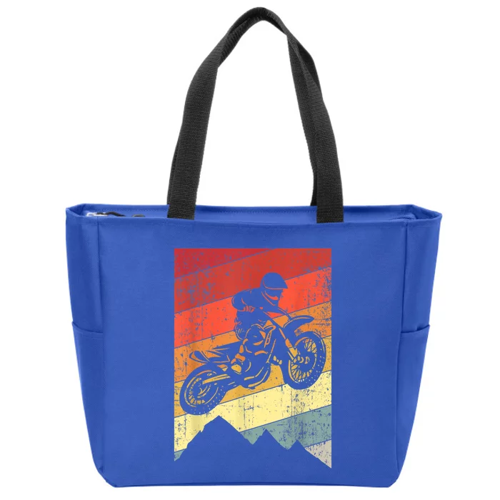 Funny Motocross Bike Vintage Dirtbike Gift Racing Retro Dirt Bike Gift Zip Tote Bag