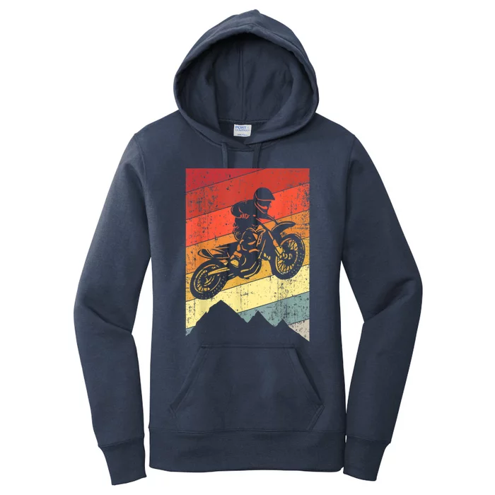 Funny Motocross Bike Vintage Dirtbike Gift Racing Retro Dirt Bike Gift Women's Pullover Hoodie