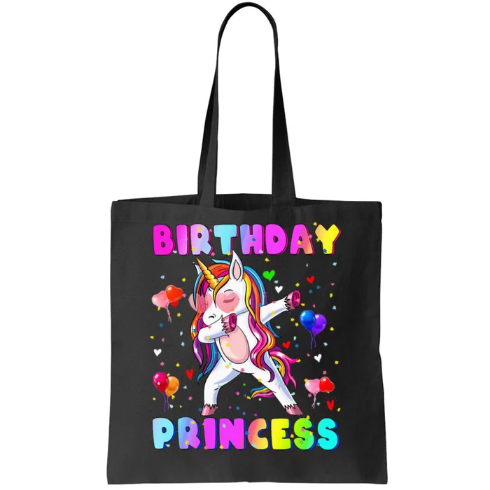 Family Matching Birthday Princess Girl Dabbing Unicorn Tote Bag