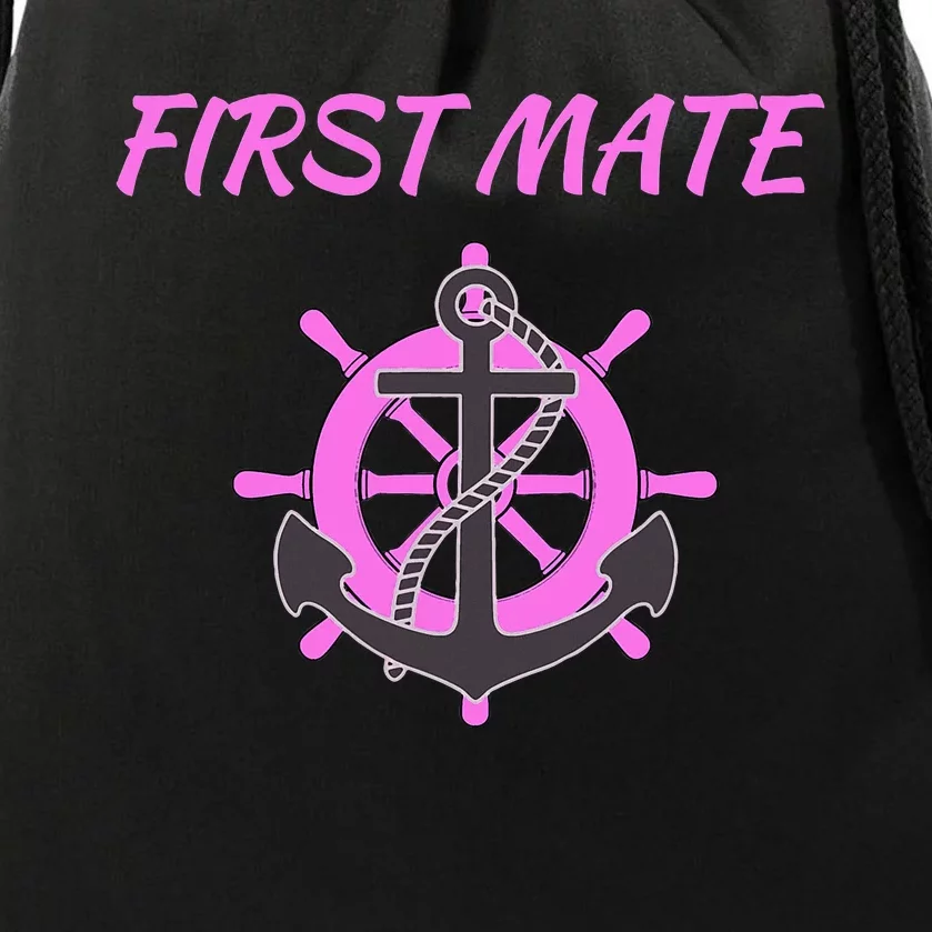 First Mate Boat Anchor Nautical Drawstring Bag