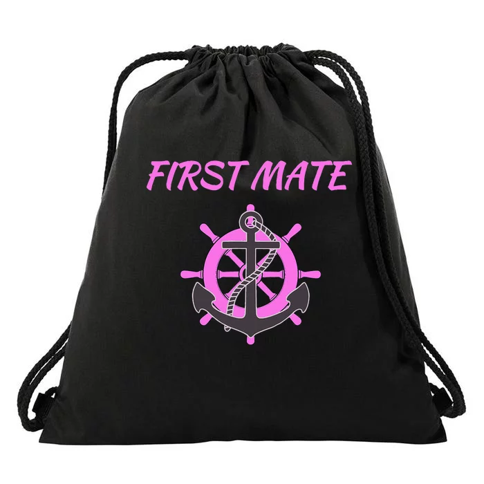 First Mate Boat Anchor Nautical Drawstring Bag