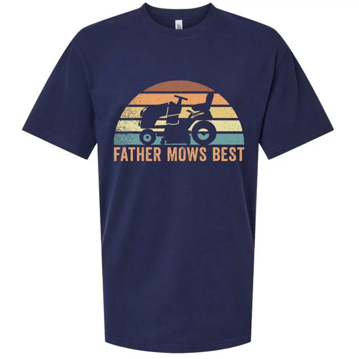 Father Mows Best Lawn Care Dad Mowing Gardener Sueded Cloud Jersey T-Shirt