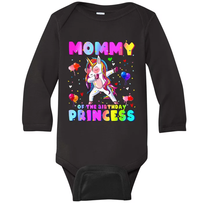 Family Matching Birthday Princess Girl Dabbing Unicorn Mom Baby Long Sleeve Bodysuit