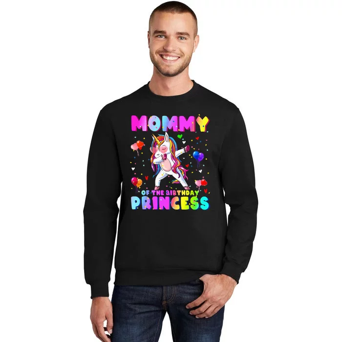 Family Matching Birthday Princess Girl Dabbing Unicorn Mom Tall Sweatshirt