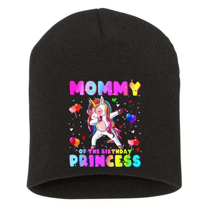 Family Matching Birthday Princess Girl Dabbing Unicorn Mom Short Acrylic Beanie