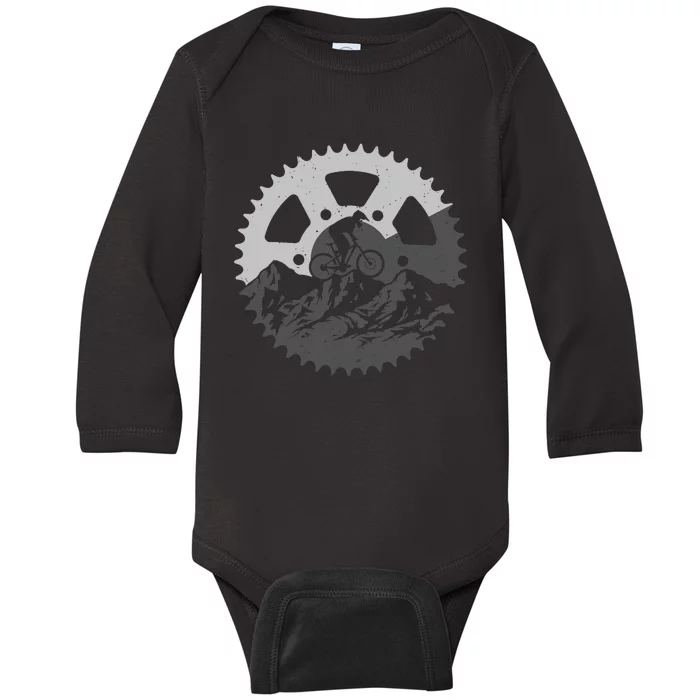 Funny Mountain Biking Art For MTB Mountain Biker Baby Long Sleeve Bodysuit