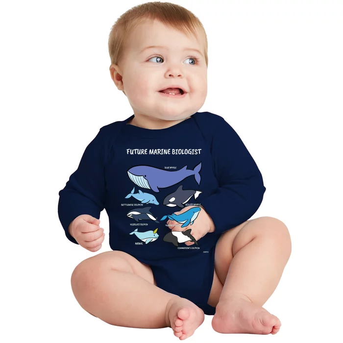 Future Marine Biologist Types Of Whales And Dolphins Whale Baby Long Sleeve Bodysuit