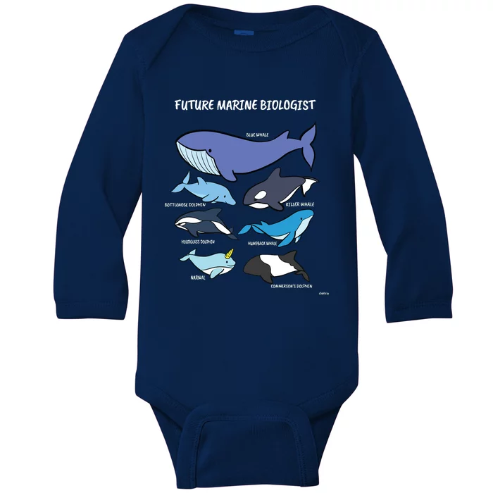 Future Marine Biologist Types Of Whales And Dolphins Whale Baby Long Sleeve Bodysuit