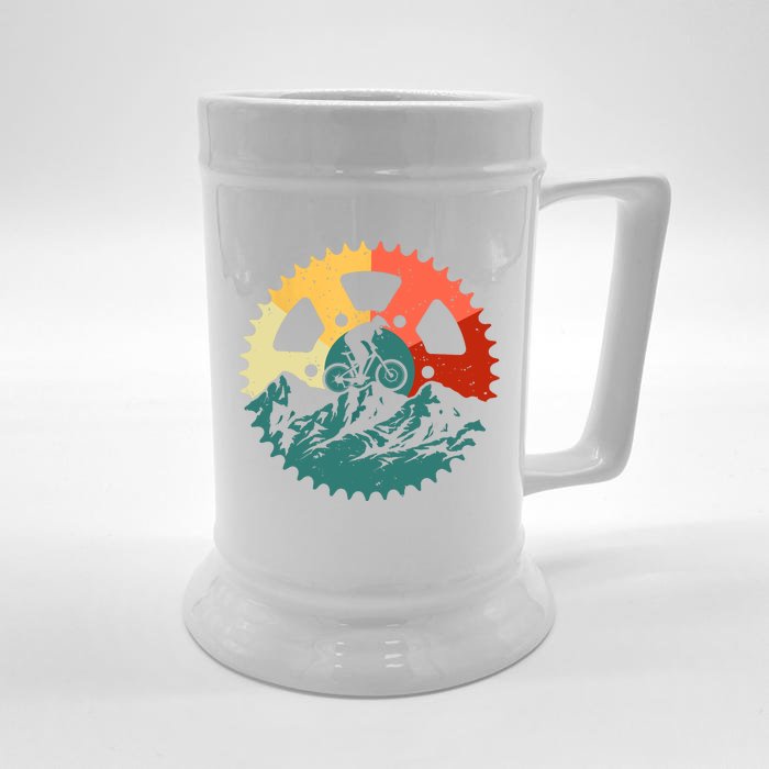 Funny Mountain Biking Art For MTB Mountain Biker Front & Back Beer Stein