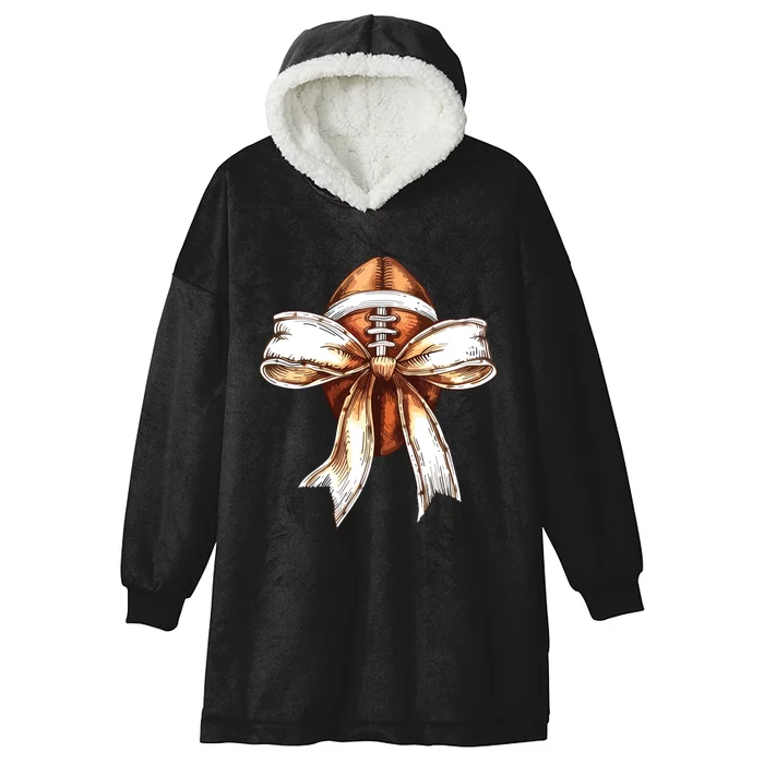 Football Mama Bow Fall Coquette Bow Hooded Wearable Blanket