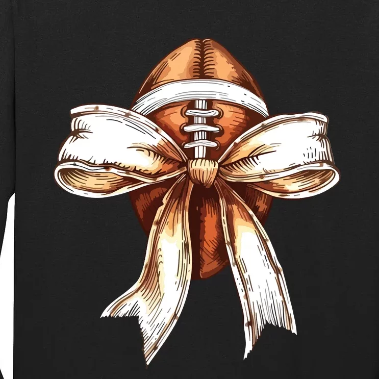 Football Mama Bow Fall Coquette Bow Tall Long Sleeve T-Shirt