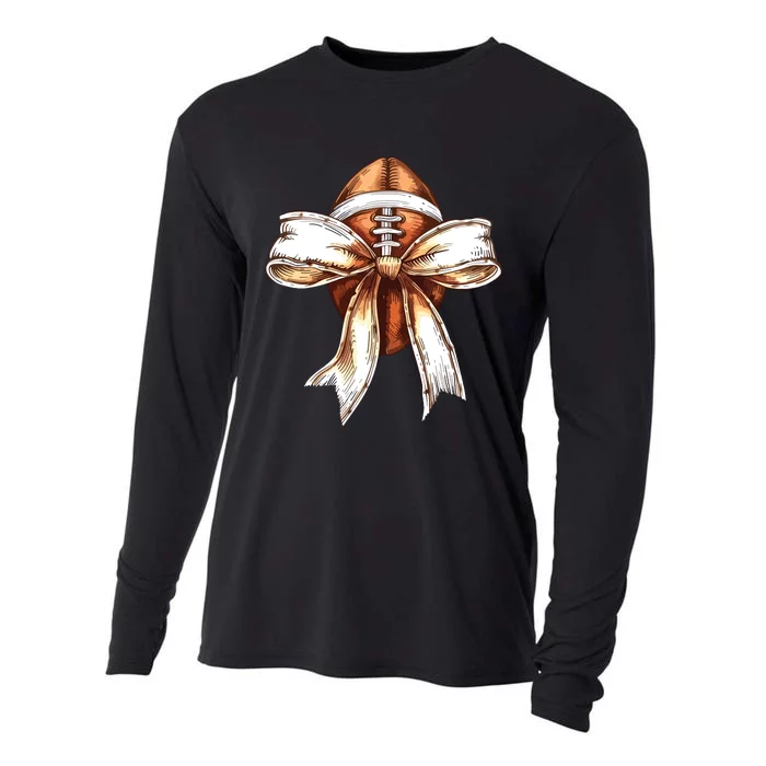 Football Mama Bow Fall Coquette Bow Cooling Performance Long Sleeve Crew