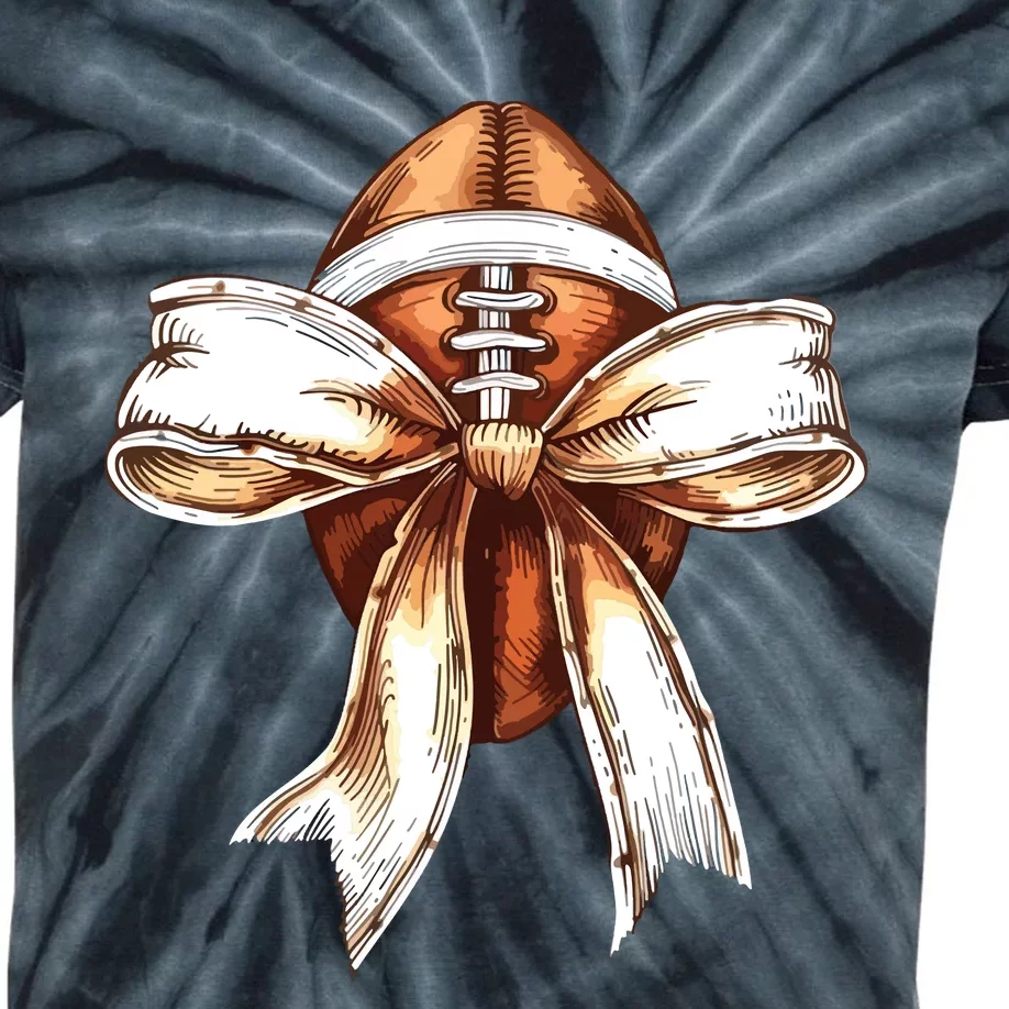 Football Mama Bow Fall Coquette Bow Kids Tie-Dye T-Shirt