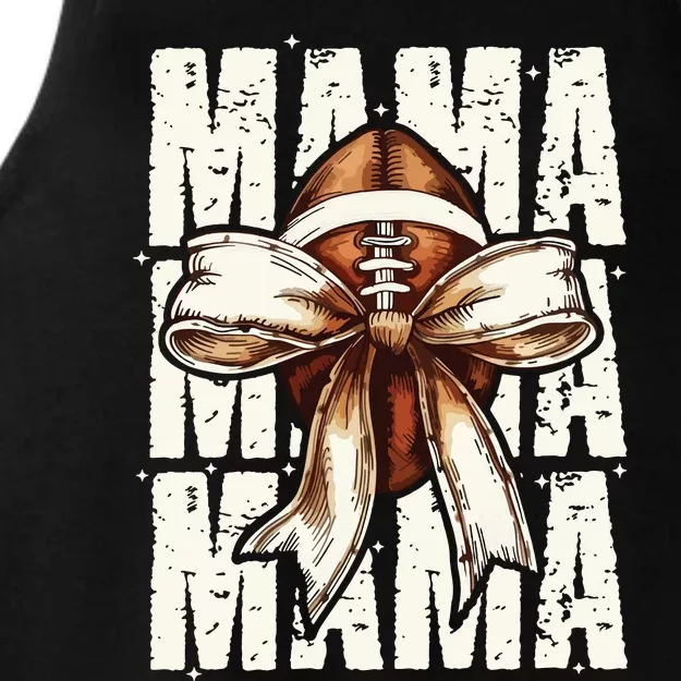 Football Mama Bow Fall Coquette Bow Ladies Tri-Blend Wicking Tank