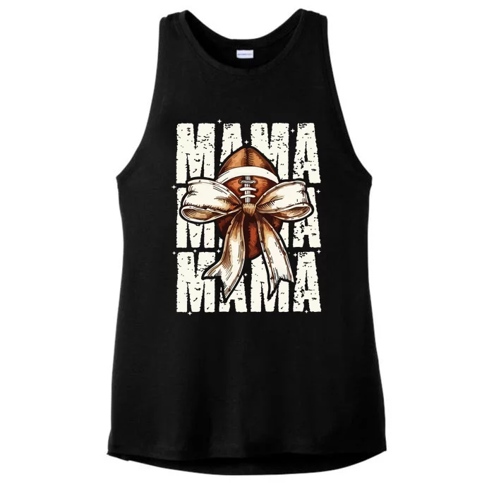 Football Mama Bow Fall Coquette Bow Ladies Tri-Blend Wicking Tank