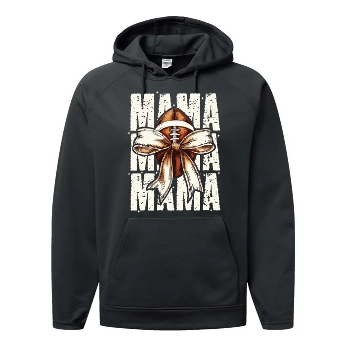 Football Mama Bow Fall Coquette Bow Performance Fleece Hoodie